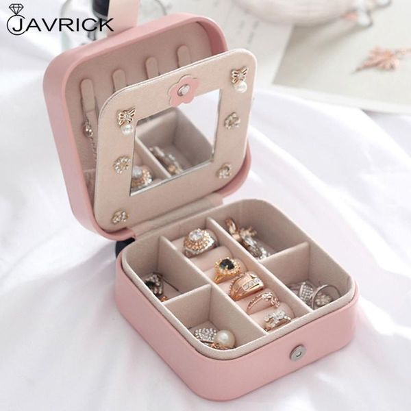 

jewelry pouches, bags portable travel leather organizer display earrings rings necklace storage case jewellery box for women girls gifts, Pink;blue