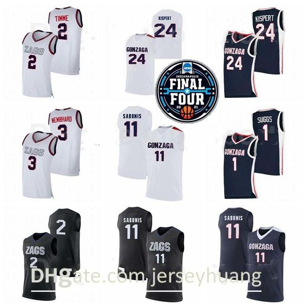 

ncaa basketball final four gonzaga bulldogs college jersey 2 drew timme 24 corey kispert 1 jalen suggs 11 joel ayayi 3 andrew nembhard, Black