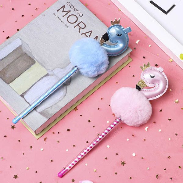 

pen creative flamingo ball cartoon stationery plush signature neutral