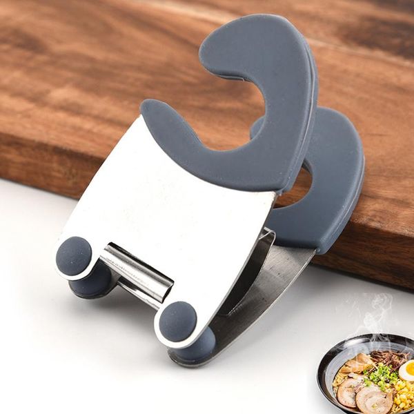 

mats & pads kitchen gadgets stainless steel pot side clips anti-scalding spoon holder rubber convenient tools