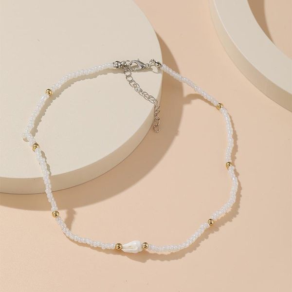 

pendant necklaces bohemian style imitation pearls chain necklace white shell for women charm statement collar fashion jewelry, Silver