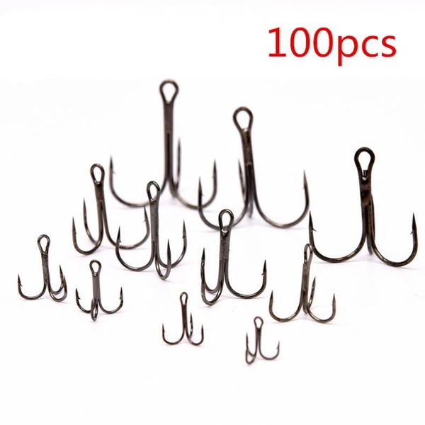 

fishing hooks 100pcs fish high carbon steel treble tackle 10# 12# optional