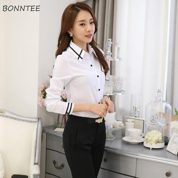 

women's blouses & shirts women solid single-breasted striped plus velvet oversize winter warm womens shirt all-match office ladies tren, White
