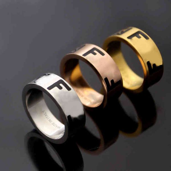 

factory specials aa titanium steel black oil dripping double letter wide face couple simple ring, Silver