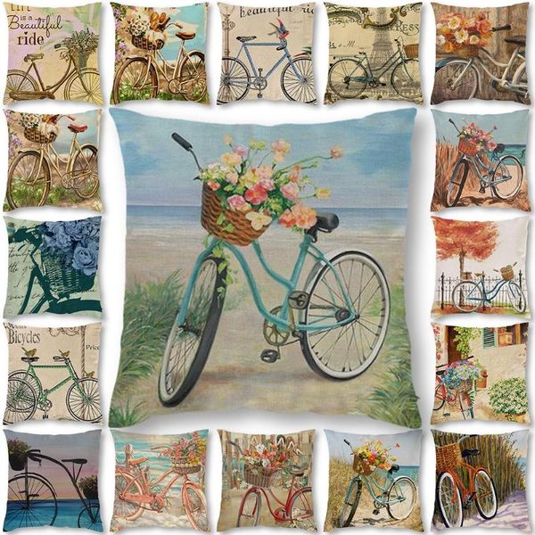 

assorted bicycles pillow case cotton linen waist cushion cover sofa home decor