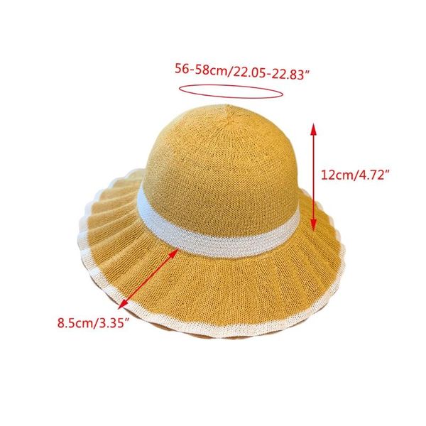 

wide brim hats 649d corrugated color bucket hat fisherman's summer flat bob trend outdoor sunshade panama, Blue;gray