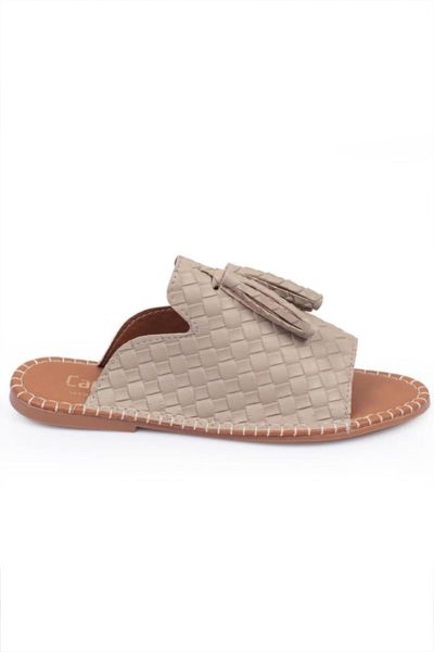 

women's beige tassels slippers 010, Black