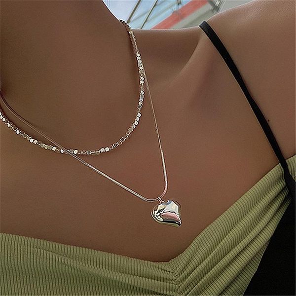 

pendant necklaces minar stylish 2 designs double-layer real pearl beaded necklace for women ladies silver color metal love heart