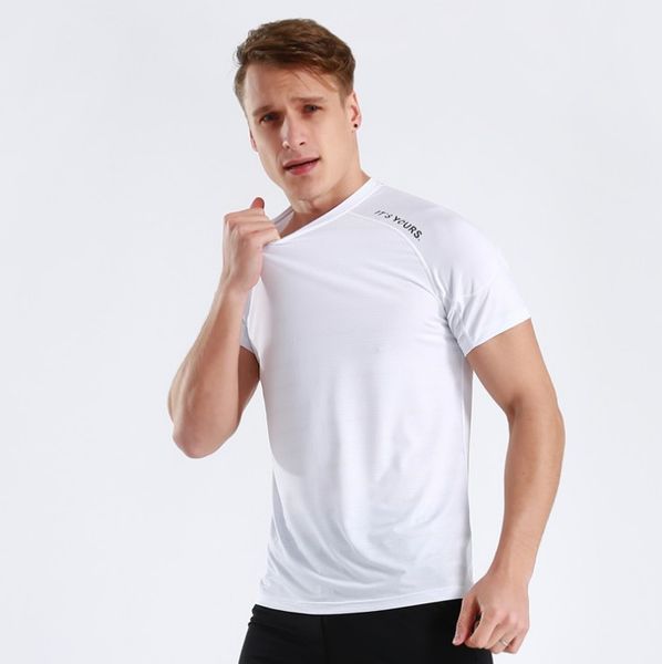 Abbigliamento T-shirt T-shirt Estate Uomo Sport Fitness Corsa Yoga Manica corta Nero bianco blu scuro grigio