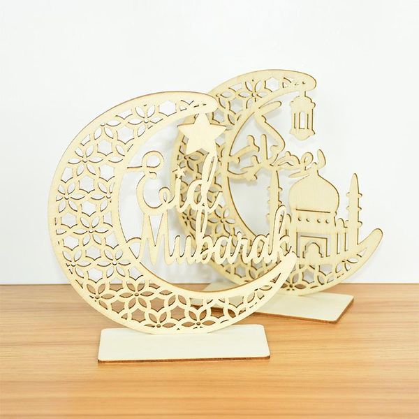 

party decoration eid mubarak moon wooden plaque hanging decorations muslim supplies decor for home