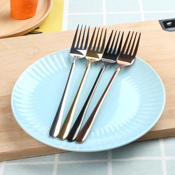 

stainless steel dinner fork fruit tableware kitchen accessories long handle cake dessert forks