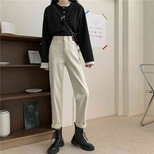 

ytx237 korean style loose waist high leg elastic waistline jeans, Blue