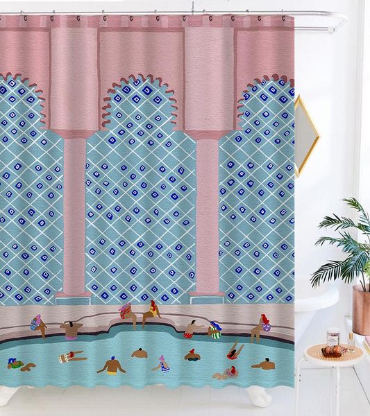 

simple modern shower curtain decor nordic extra long bath rings fabric rideaux de douche home accessories bj50yl curtains