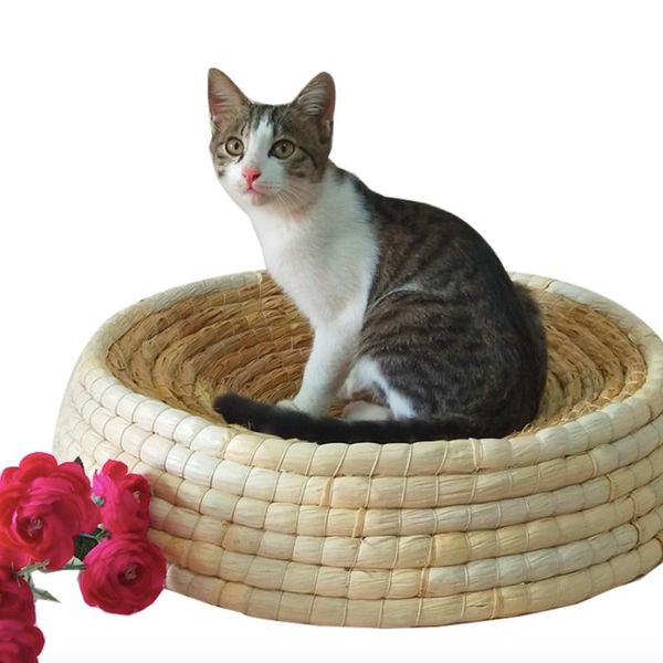 

cat beds & furniture lovely corrugated paper bed house winter pet puppy dog nest summer round scratch board home mats