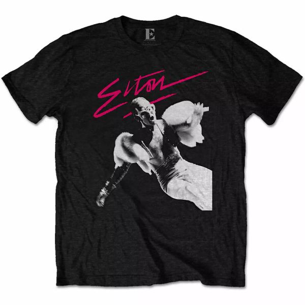 

elton john pink brush official t-shirt men unisex, White;black