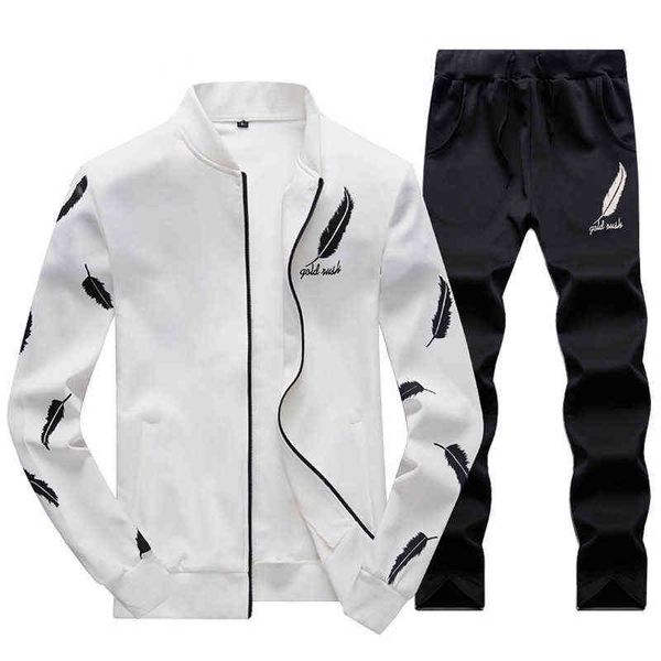 

2021 men sportswear hoodies set spring suit clothes tracksuits male sweatshirts coats track suits joggers plus size autumn, Gray