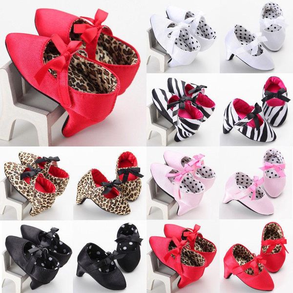 

born baby girls princess bowknot crib shoes with high heels for pos first walkers