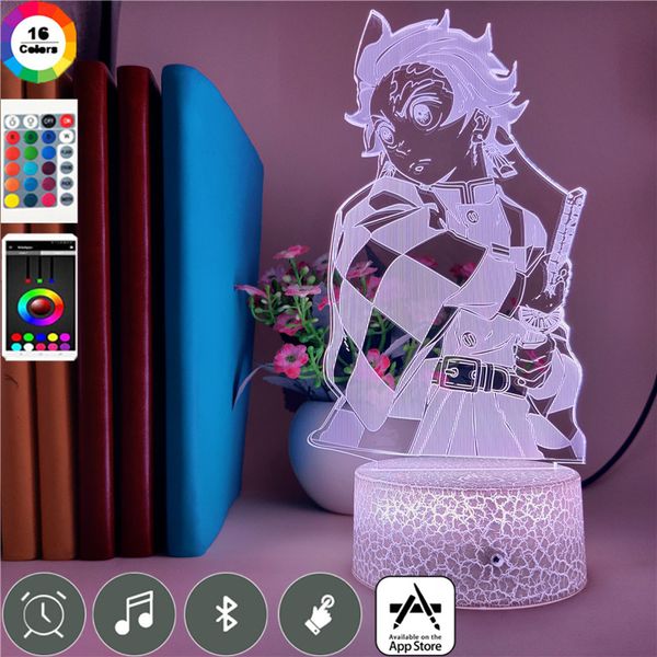 

3d led night light action figures kamado tanjirou bedside lamp demon slayer rgb colors nightlight toys xmas birthday anime gift teenagers
