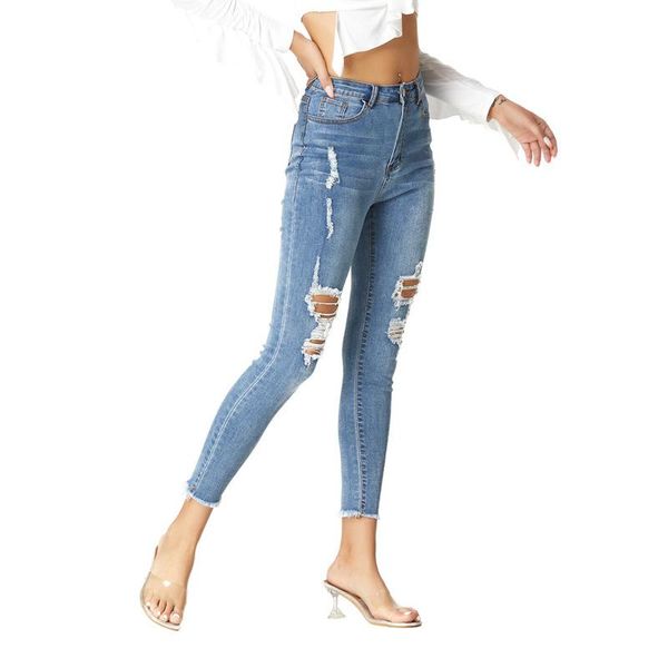 

jeans women spring stretch denim feet pants slim trousers women's, Blue