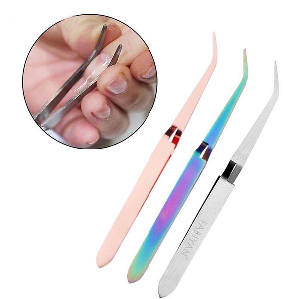 

nail art equipment portable stainless steel shaping tweezers c curve clip uv gel tool pinchers sculpture extension treatment, Silver
