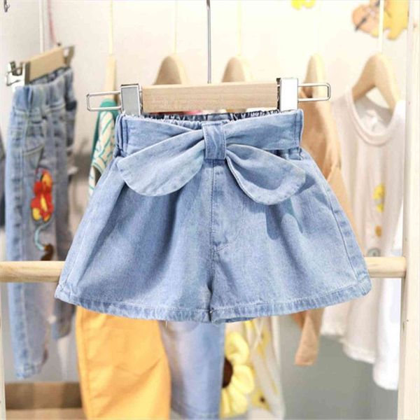 

summer fashion baby girls soft denim short with bow jeans pants casual trousers kids shorts childrens clothing for 24m 7t, Black