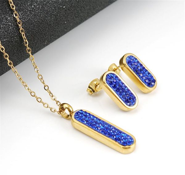 

earrings & necklace 316l stainless steel and jewelry set zircon inlaid all-match titanium pendant earring, Silver