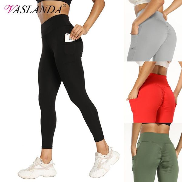 

women's pants & capris booty scrunch yo-ga sport leggings with pockets workout sweatpants running fitness trousers gym sportswear train, Black;white