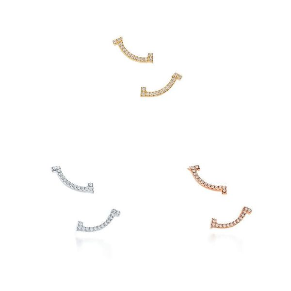 

stud fine noble gem-set smile earrings, 3 color, Golden;silver