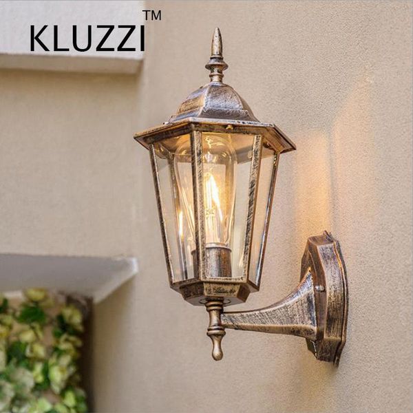 

european retro outdoor waterproof straight hexagon street wall lamp decorative lamps