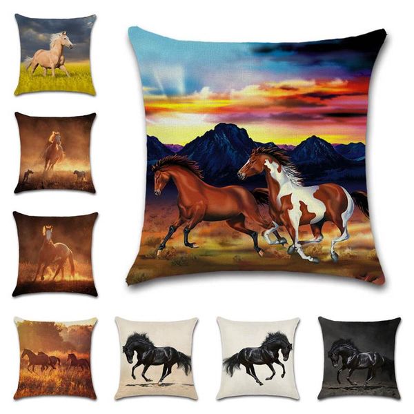 

horse print animal style beige decoration for home house party cushion cover pillow case chair sofa kids friend gift present cushion/decorat