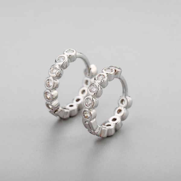 

hoop & huggie 925 sterling silver clear cz huggies earring for women men small earrings jewelry accessories, Golden;silver