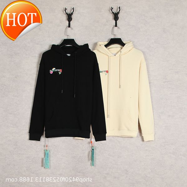 

new and 2021 autumn winter off plant flower series hoodie for men women, Black