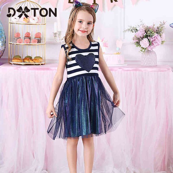 

girl's dxton sleeveless dresses summer kids tutu stripe casual children dress heart sequined birthday party girls costume c0223, Red;yellow