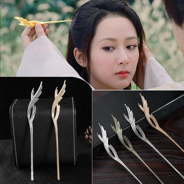 

hair clips 1pc gold metal clip feather tassel hairpin headpiece for women girls sticks party headdress styling accessories