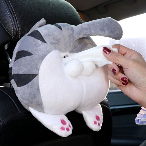 

tissue boxes & napkins car box cartoon dispenser holder auto interior decoration seat back-mounted tray cat dog butissue case
