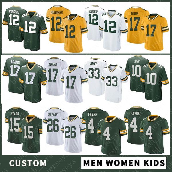 

12 aaron rodgers custom men women kid football jersey 33 jones 17 davante adams 23 jaire alexander david bakhtiari za'darius smith robe, Black;red