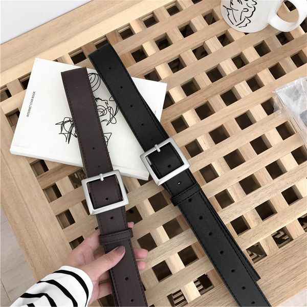 

belts retro distressed belt women's square buckle korean style versatile student black casual trend wide jeans strap, Black;brown