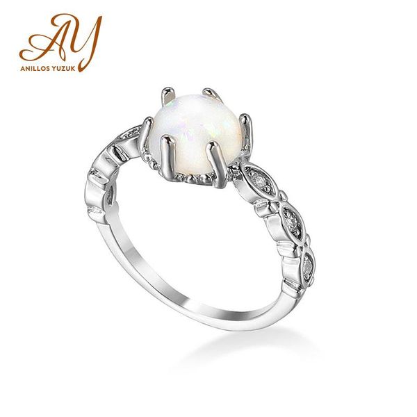 

cluster rings anillos yuzuk white opal egg shape 925 jewelry wedding bands trendy anniversary fine wholesale drop shiping, Golden;silver