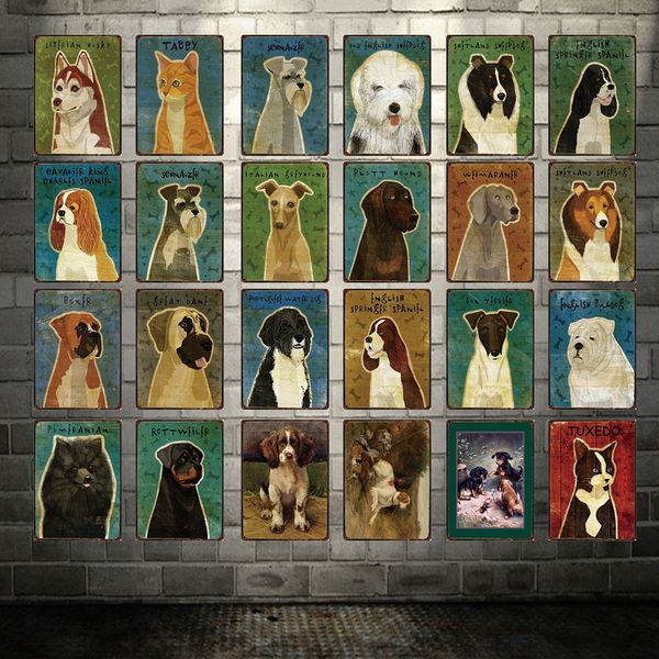 

dog and cat metal sign tin poster home decor bar wall art painting 20*30 cm size dy55