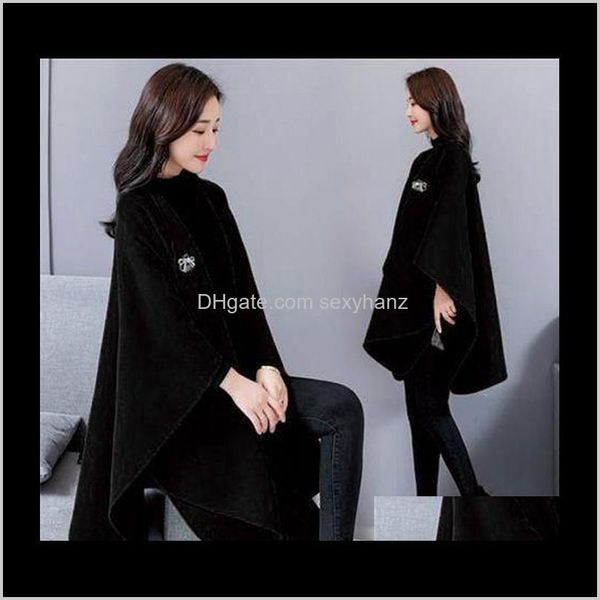 

jackets outerwear & coats womens clothing apparel drop delivery long feng ni mao women cloak coat 2021 spring and autumn small hair irregula, Black;brown
