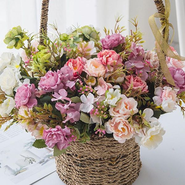 

decorative flowers & wreaths pink rose artificial for home wedding christmas living room decoration autumn bouquet silk peony f