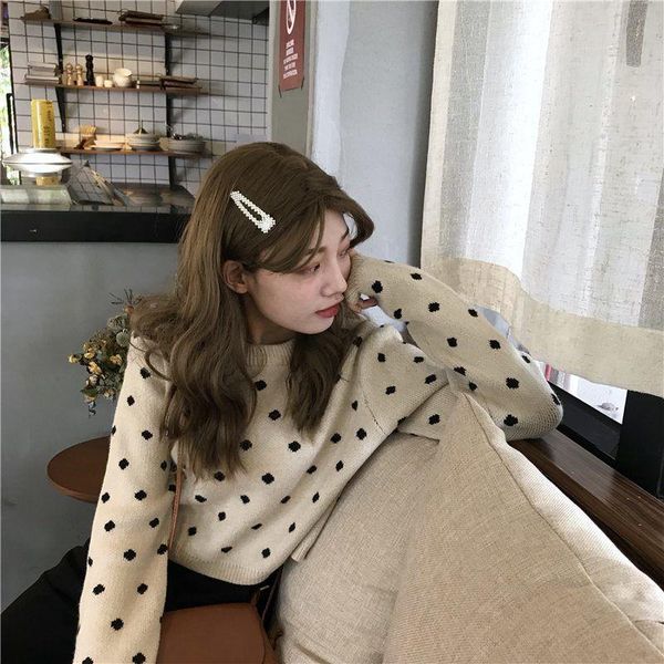 

women's sweaters knitted shirt spring and autumn korean style long-sleeved loose all-match inside outside wear bottoming, White;black