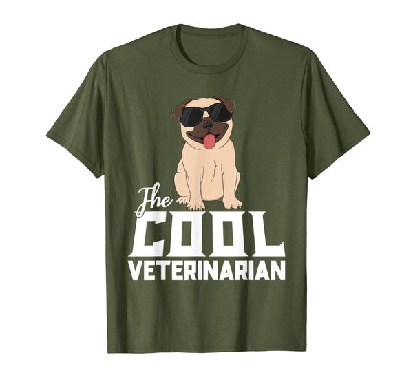 

the cool veterinarian vet tech pug veterinarian joke gift t-shirt, White;black