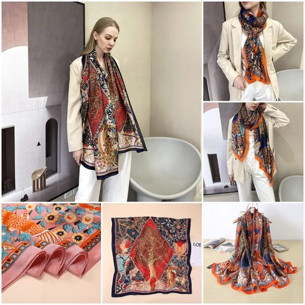 

scarves jtvovo 2021 imitation silk luxury satin peculiar pattern printed scarf, Blue;gray