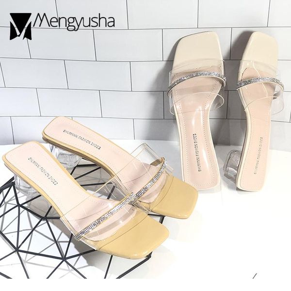 

dress shoes transparent heels woman soft pvc clear sandals jelly flip flops crystal med-thick high slippers ol sandalias, Black