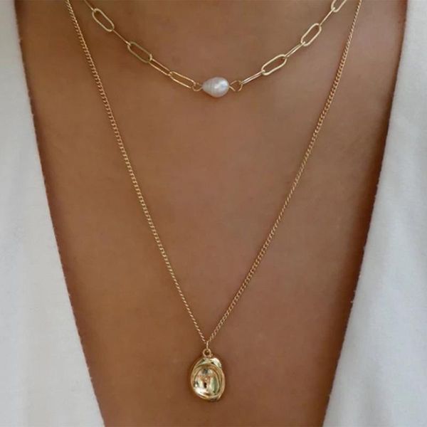 

chains 2021 simple trendy choker necklace fashion pearl pendant design clavicle chain necklaces for women jewelry wholesale bulk, Silver