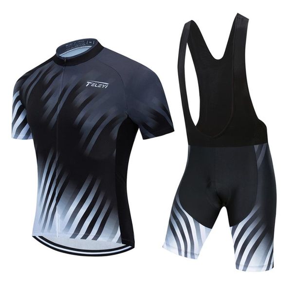 

racing sets 2021 black teleyi cycling jersey set mtb bicycle clothes sportswear bike clothing maillot ropa cyclisme, Black;blue