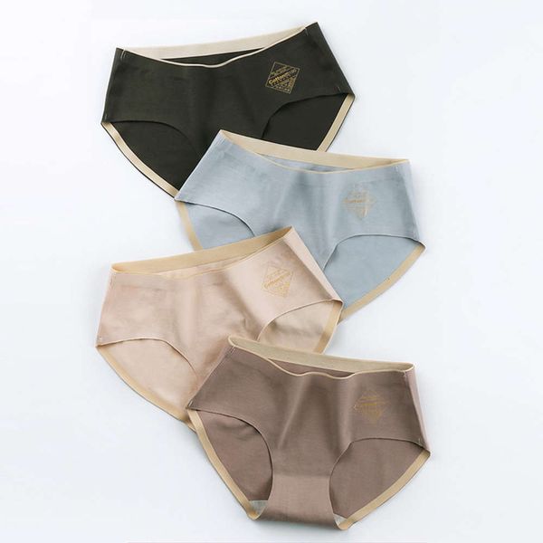 

middle waist traceless breathable cotton briefs, Black;pink