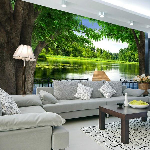 

wallpapers dropship po wallpaper 3d large mural sofa tv background wall natural scenery lake brid luxury bedroom decoration