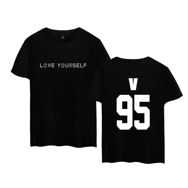 

kpop bangtan boys love womens yourself short sleeve polyester print summer tees cotton tshirts hit hop clothes, White